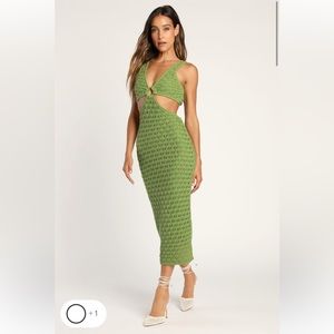 NWT Lulu’s beachside bliss knit cutout midi dress